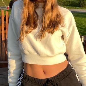 Champion white cropped sweatshirt with the logo